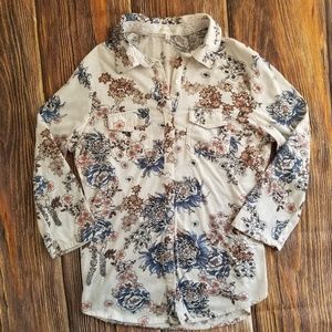 Eden And Olivia 3/4 Sleeve Women Floral Shirt Sm